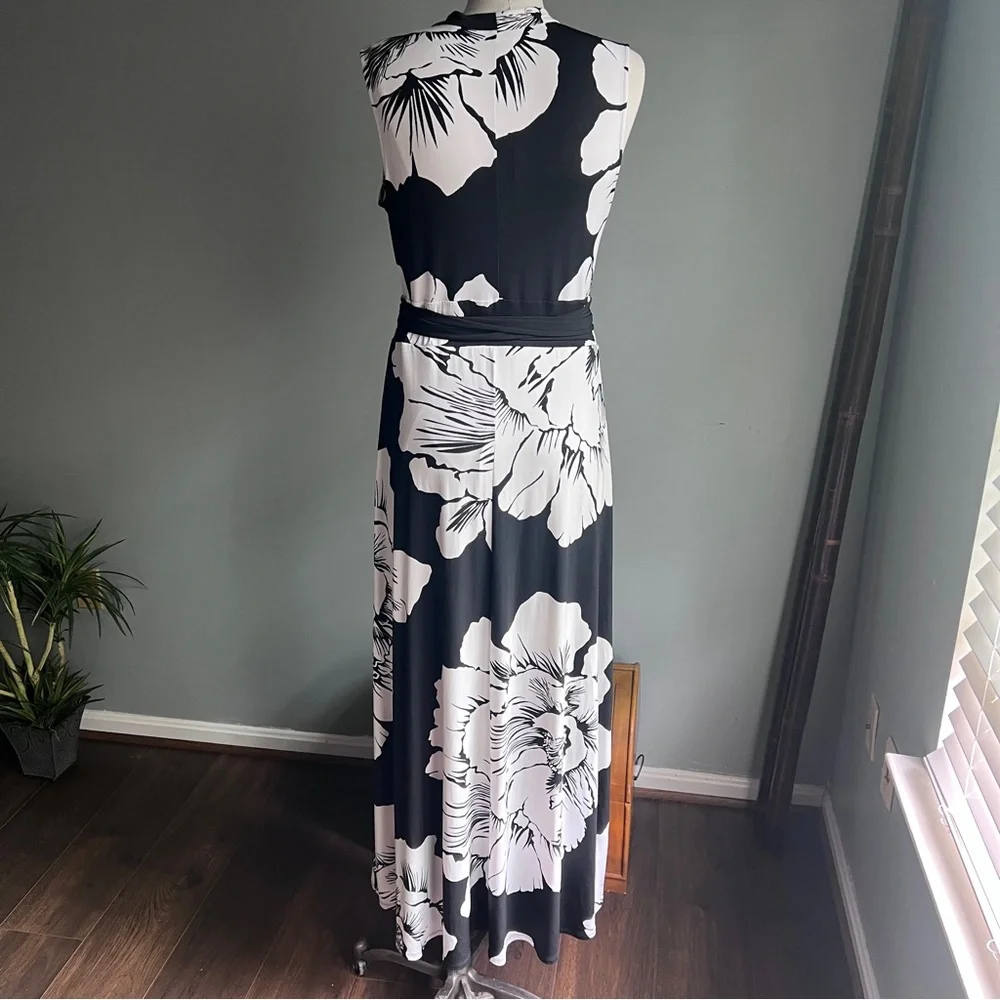 New York & Company stretch black and white floral print maxi dress size small - Picture 8 of 10